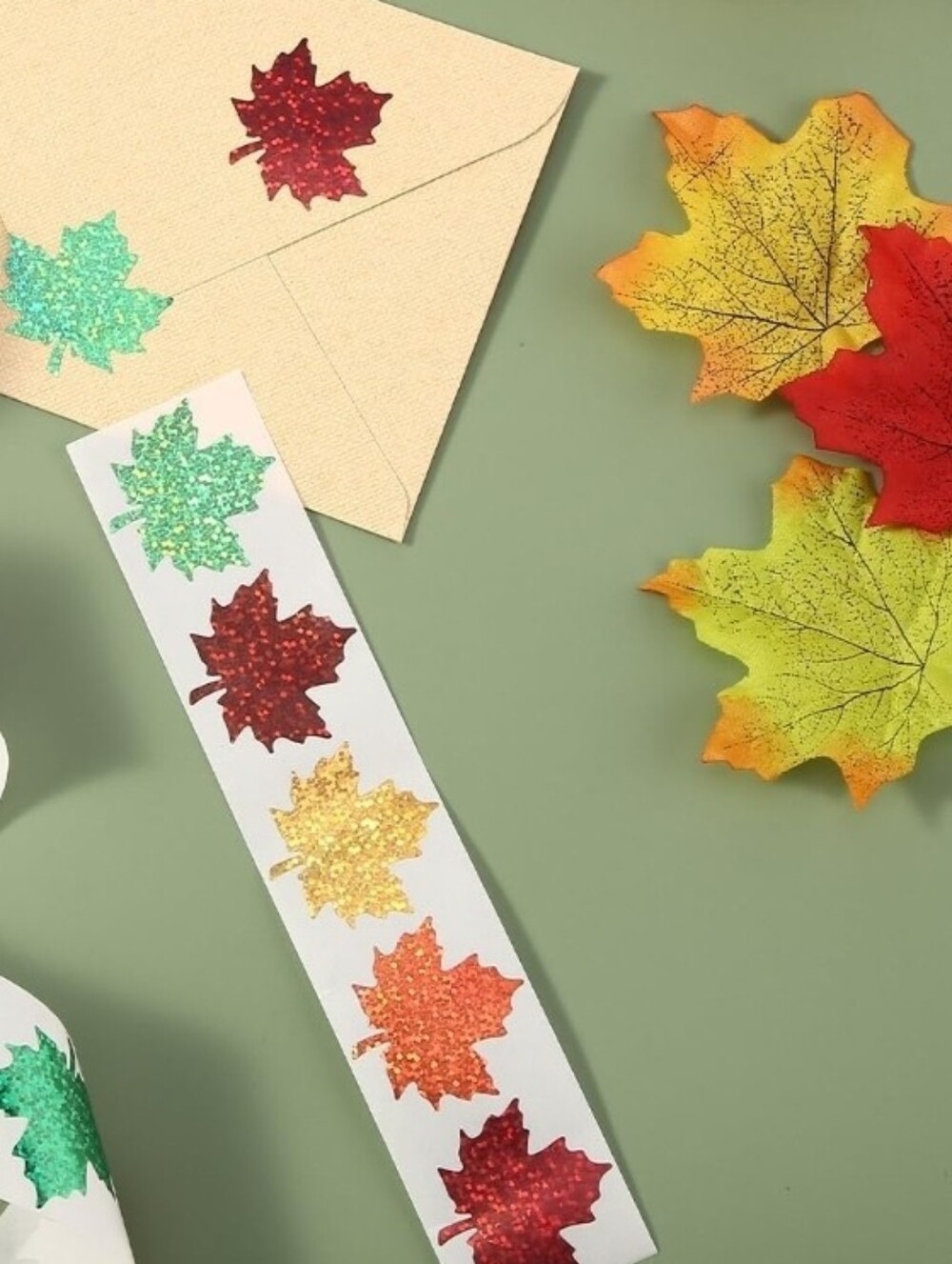 Fall Maple Leaf Stickers, 1.5" Fall Thanksgiving Stickers Decor, Holographic
